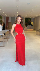 Vestido Tricot Vazado Lane Vermelho