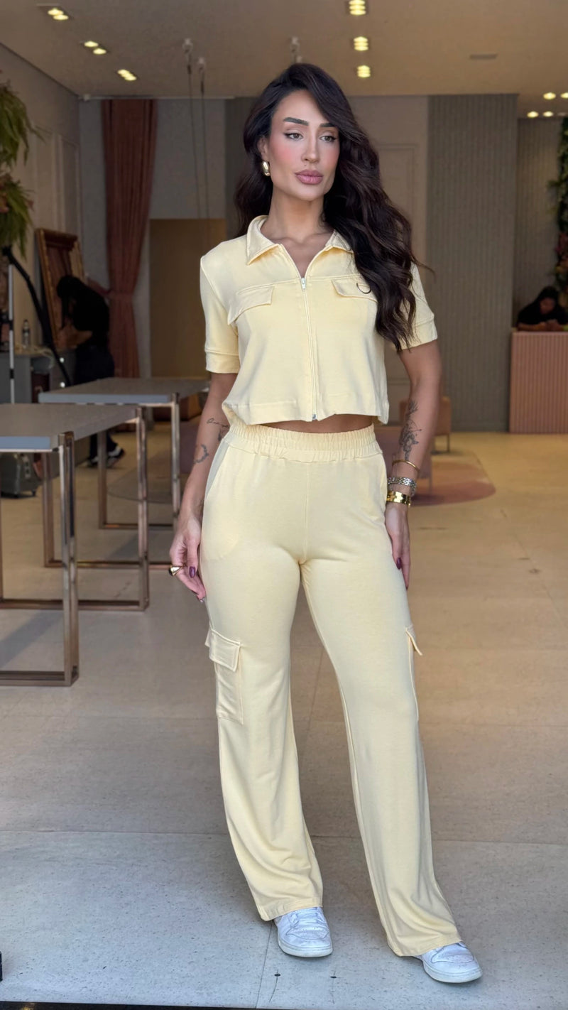 Conjunto Moletinho Blusa Polo & Calça Vera