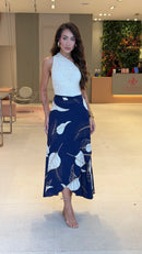 Saia Envelope Floral Azul Elsa