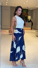 Saia Envelope Floral Azul Elsa