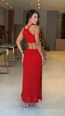 Vestido Tricot Vazado Lane Vermelho