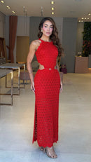 Vestido Tricot Vazado Lane Vermelho