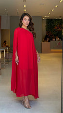 Vestido Chiffon Atena Longo Vermelho