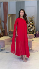 Vestido Chiffon Atena Longo Vermelho