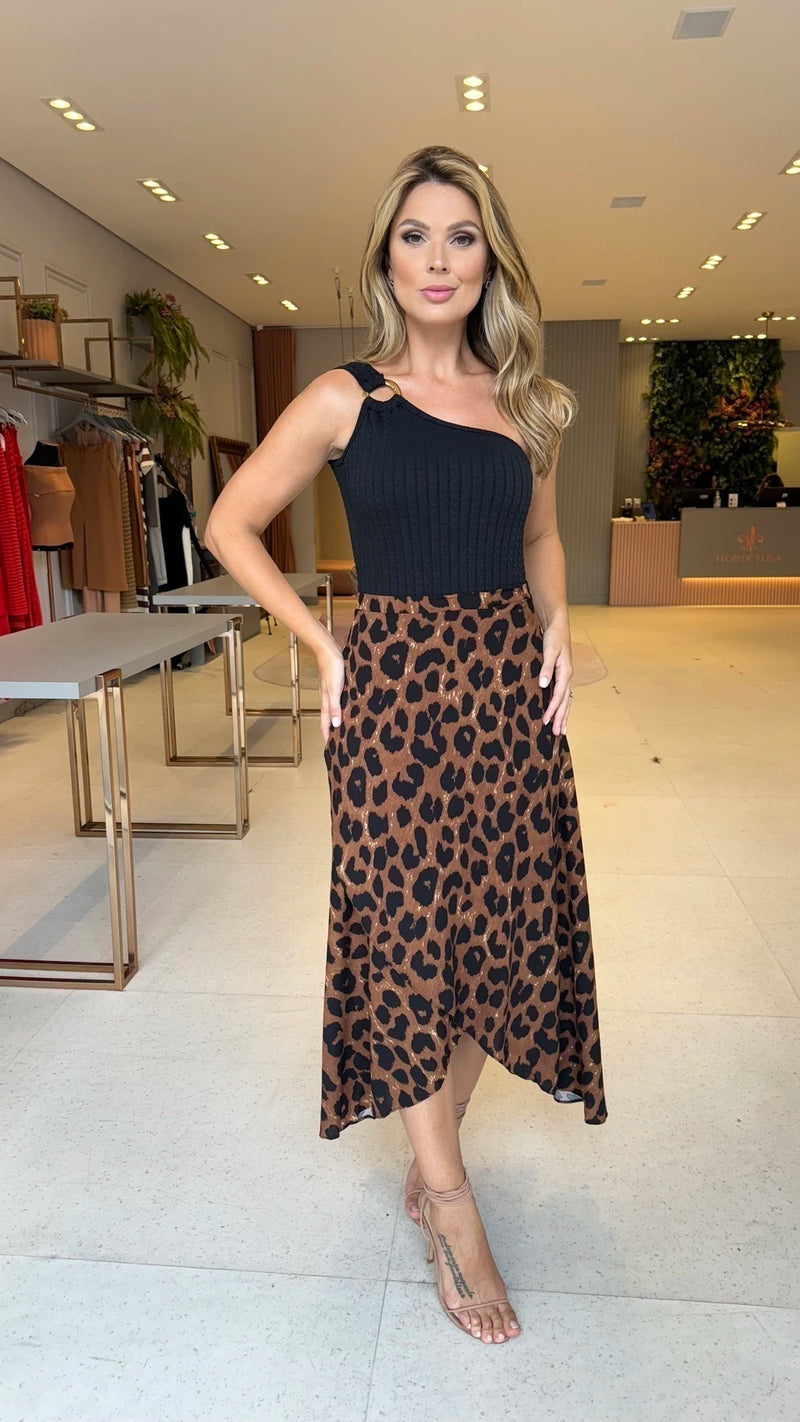 Saia Envelope Animal Print Escuro