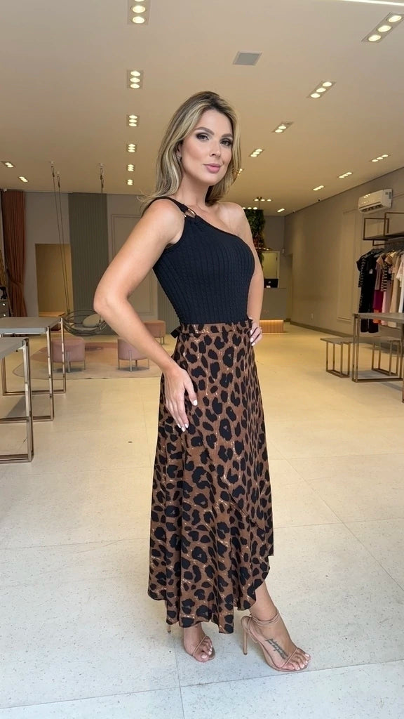 Saia Envelope Animal Print Escuro