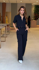 Conjunto Moletinho Blusa Polo & Calça Vera Preto