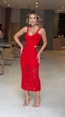Vestido Tricot Vazado Gioh Vermelho