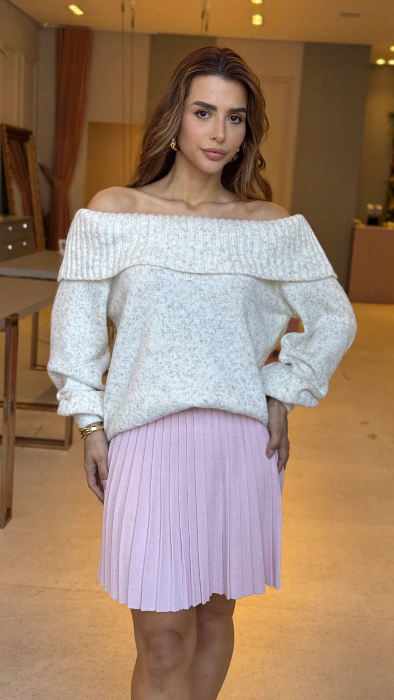 Saia Tricot Modal Plissada Sandy