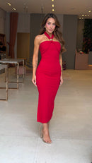 Vestido Com Fivela Vermelho Ellis