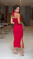 Vestido Com Fivela Vermelho Ellis