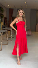 Vestido Midi Amarração No Decote Liz