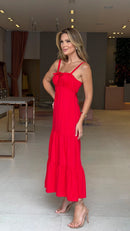 Vestido Midi Amarração No Decote Liz