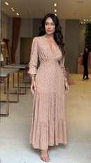 Vestido Manga Longa Larissa Nude Floral