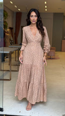 Vestido Manga Longa Larissa Nude Floral