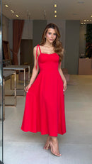 Vestido Viscose Pétala Vermelho