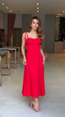 Vestido Viscose Pétala Vermelho